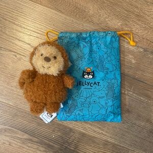 Brown and Tan Monkey JellyCat Plush With Tail Brand New With Tags Includes Bag